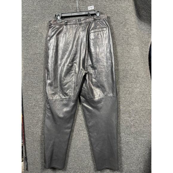 VTG Giorgio Ropati Leather Tapered Pants Womens Size 12 High Rise Pleated Italy - Picture 2 of 8